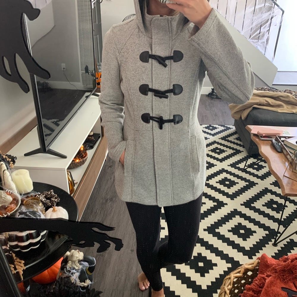 GREY AND BLACK COAT